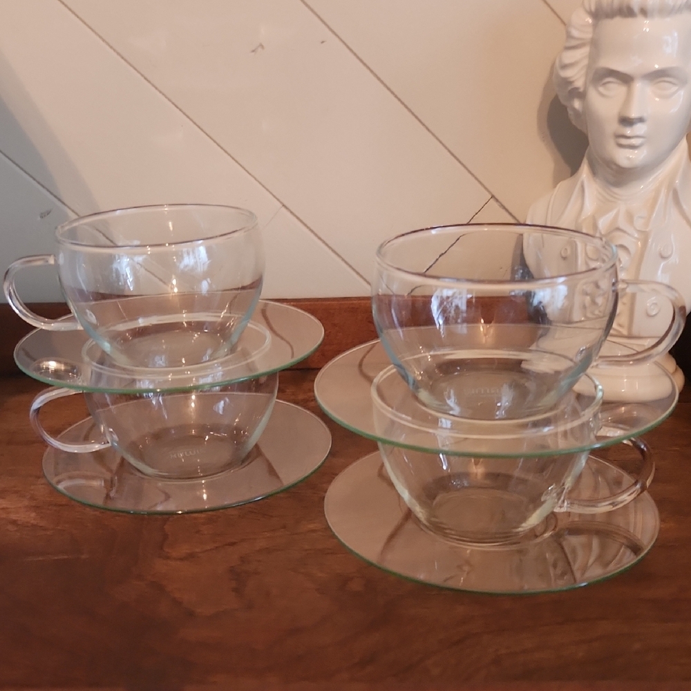 Simax - Eva Clear Glass Cup and Saucer (Set of 4)